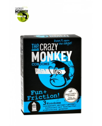 3 Préservatifs Crazy Monkey Fun & Friction - Préservatifs