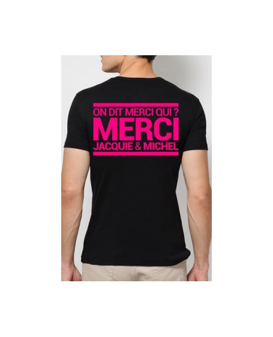 T-shirt Jacquie et Michel - noir rose fluo - T-shirts Homme