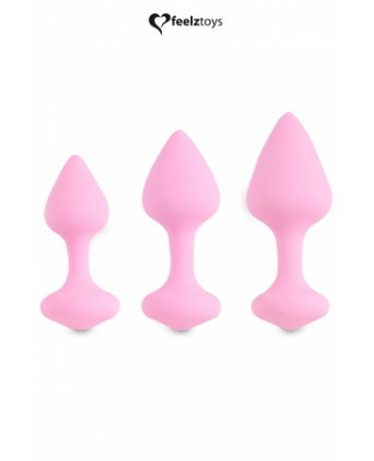 Coffret 3 plugs anal Bibi - rose - Plugs, anus pickets