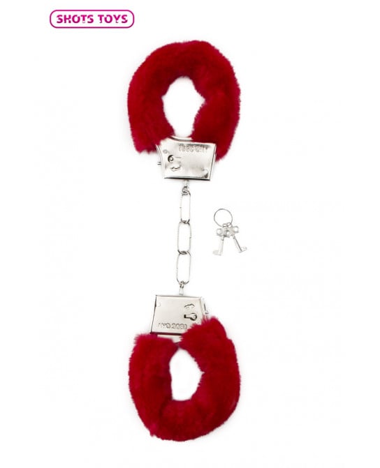 Menottes fourrure Shots - rouge - Menottes et bracelets BDSM