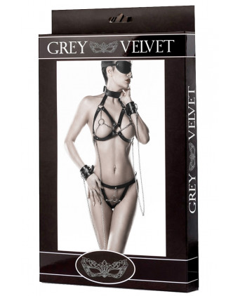 Lingerie SM chic 5 pièces - Grey Velvet - Lingerie vinyle femme