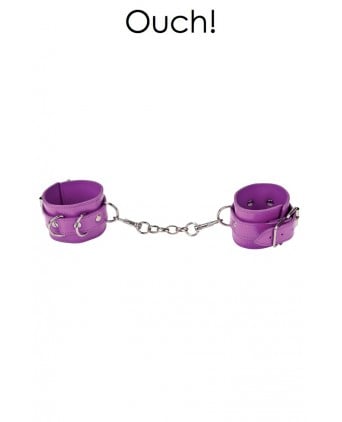 Menottes Premium en cuir violet - Ouch - Menottes et bracelets BDSM