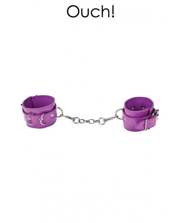 Menottes Premium en cuir violet - Ouch - Menottes et bracelets BDSM