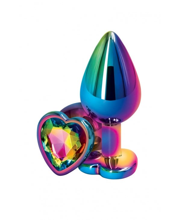 Plug anal aluminium coeur multicolore M - Rear Assets - Plugs, anus pickets
