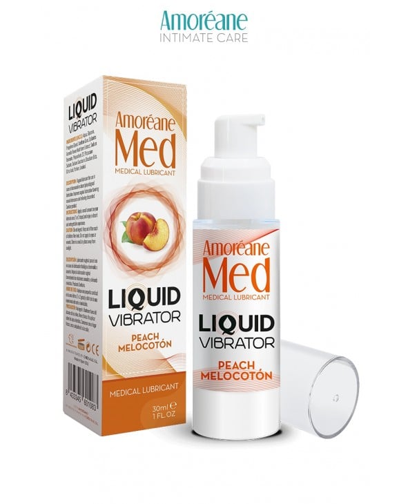 Lubrifiant Liquid Vibrator Pêche 30ml - Amoreane Med - Lubrifiants base eau