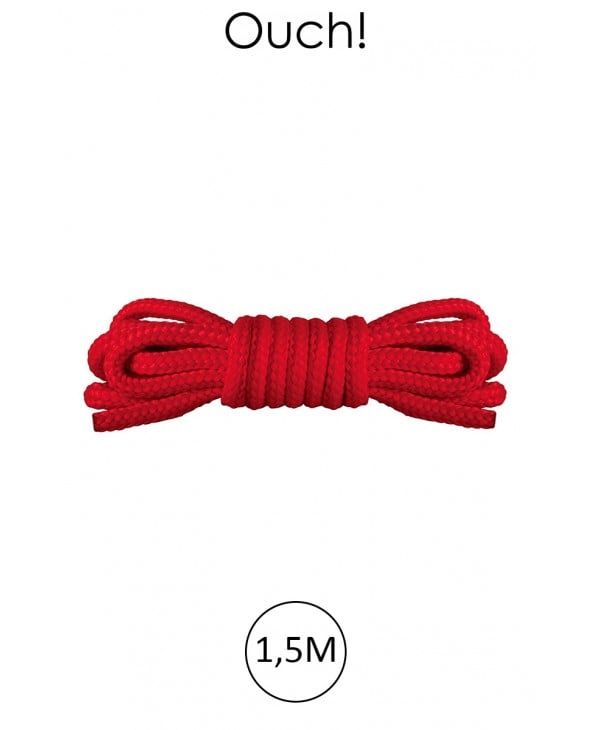Mini corde de bondage 1,5m rouge - Ouch - Attaches, contraintes