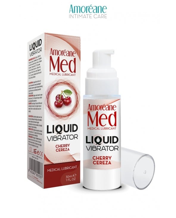 Lubrifiant Liquid Vibrator Cerise 30ml - Amoreane Med - Lubrifiants base eau