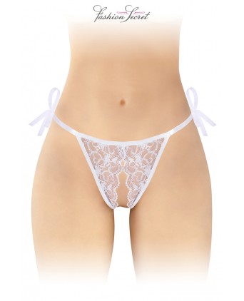 String blanc ouvert à nouer Stella - Fashion Secret - Dessous Sexy