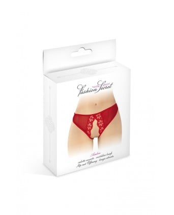 Culotte rouge ouverte Ambre - Fashion Secret - Dessous Sexy