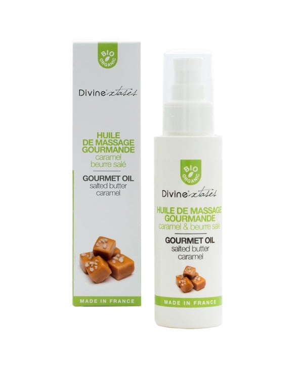 Huile de massage gourmande BIO Caramel - Divinextases - Huiles et crèmes de massage