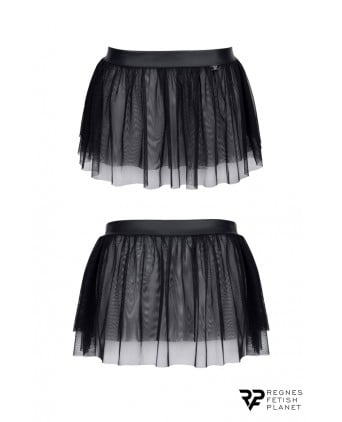 Mini jupe noire en maille transparente - Regnes - Prêt à porter