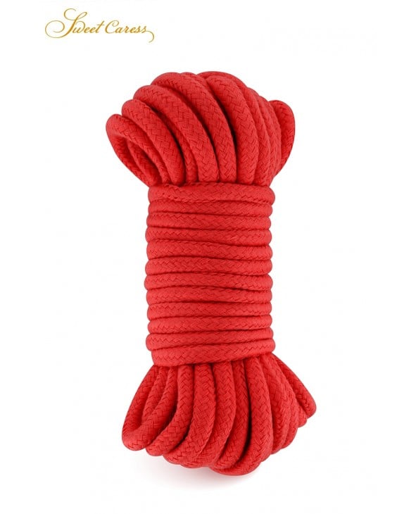 Corde de bondage rouge 10m - Sweet Caress - Attaches, contraintes