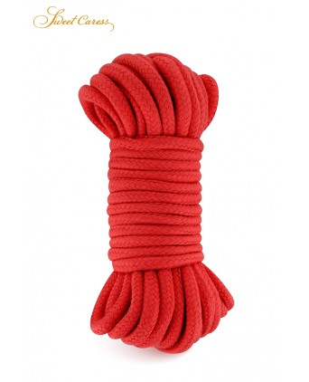 Corde de bondage rouge 10m - Sweet Caress - Attaches, contraintes