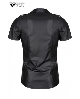 Chemise manches courtes wetlook noire Luca - Regnes - Prêt à porter