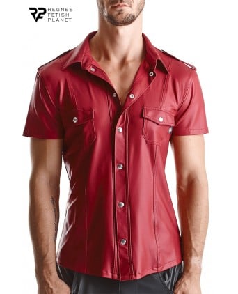 Chemise manches courtes wetlook rouge Carlo - Regnes - Prêt à porter