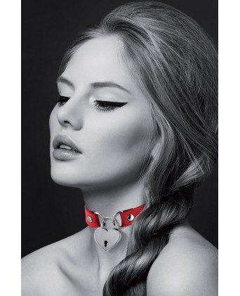 Collier rouge cadenas coeur - Bijoux Pour Toi - Import busyx