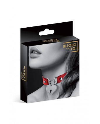 Collier rouge cadenas coeur - Bijoux Pour Toi - Import busyx