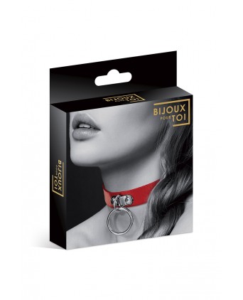 Collier Fetish rouge avec anneau - Bijoux Pour Toi - Import busyx