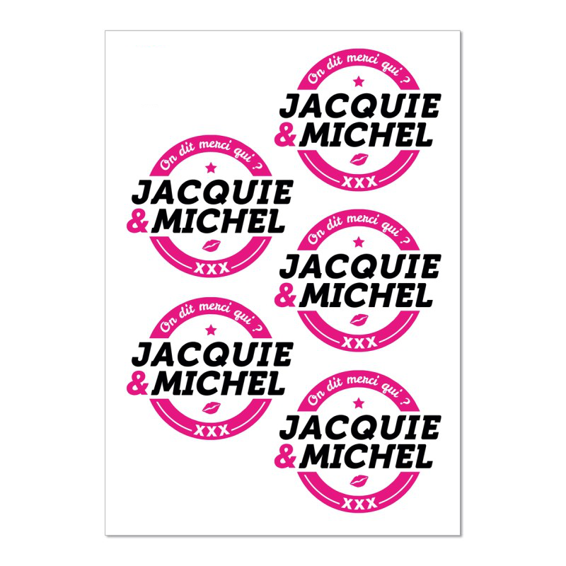 5 stickers J&M blanc logo rond