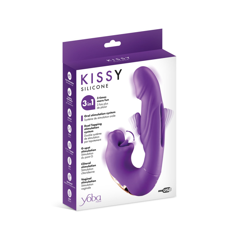 Vibromasseur rabbit 3-en-1 Kissy violet - Yoba