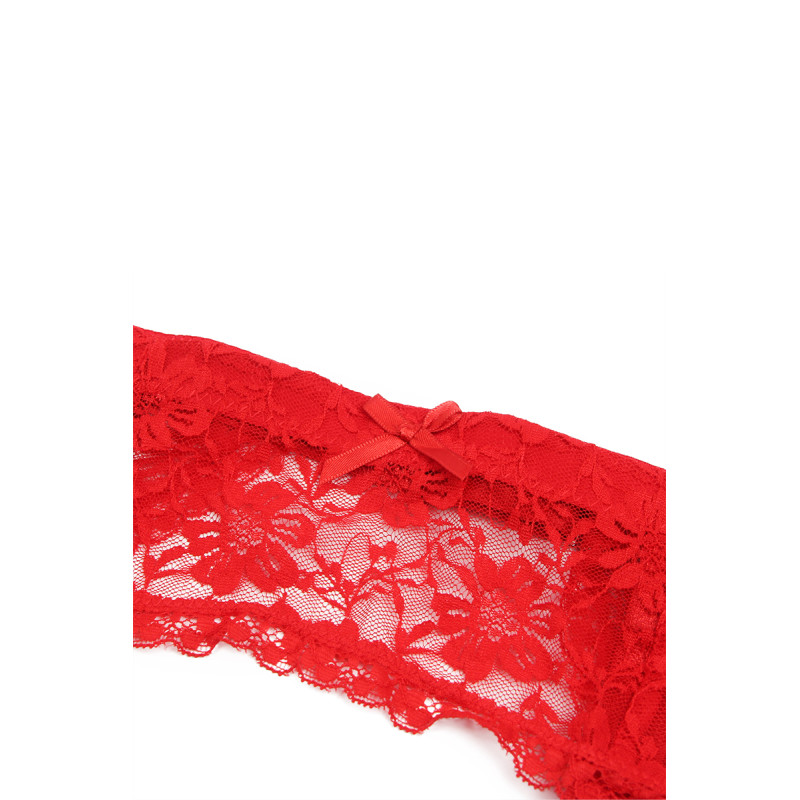 Porte-jarretelles et string Rouge - Litolu Lingerie