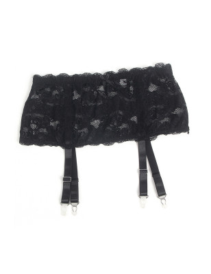 Porte-jarretelles dentelle large Noir - Litolu Lingerie