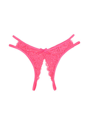String ouvert dentelle Rose - Litolu Lingerie