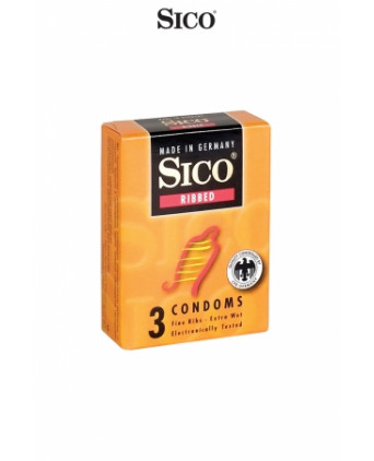 3 préservatifs Sico RIBBED - Préservatifs
