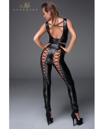 Pantalon taille haute avec laçage F148 - Lingerie vinyle femme