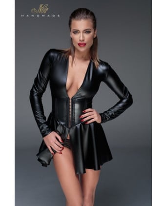 Minirobe corset wet look F154 - Lingerie vinyle femme